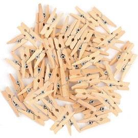 Kids B Crafty Mini Pegs, Mini Pegs for Photos, Mini Wooden Pegs, Small, Card, Miniature, Little, Brown, Craft Pegs, 25mm, 100