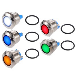 X AUTOHAUX 5 Pcs LED Indicator Light 19mm 12V AC DC Metal Shell Waterproof Pilot Dash Signal Lamp for Car Truck Boat Interior Multicolored