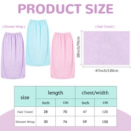 Cuffbow 6 Pcs Microfiber Hair Towel and Shower Wrap for Women After Shower Robe Women Spa Wrap Hair Drying Towel Quick Dry Hair Wrap with Adjustable Closure Elastic Top Velvet Shower Towel Dress
