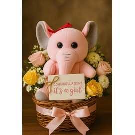 Baby Elephant Combo Set of Cute Plush Soft Huggable Toys - Includes 1 Pink + 1 Grey Toy | Ideal for Newborns, Infants, Toddlers