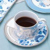 Gracie Bone China Blue Danube Breakfast Cups & Saucers, Set