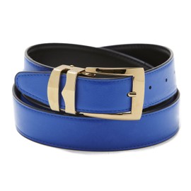 Reversible Belt Bonded Leather Removable Gold-Tone Buckle ROYAL BLUE/Black 34