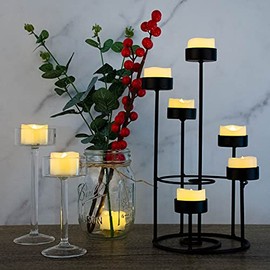 12 velas LED parpadeantes sin llama, velas votivas funcionan con pilas/parpadeo eléctrico, velas falsas a granel para Halloween, Navidad, bodas, fiestas (blanco cálido)