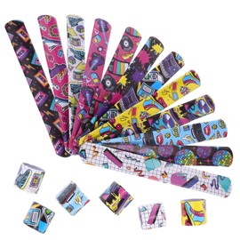 HEMOTON 48st Rock Bracelet Retro Slap Bracelet 80s 90s Party Slap Bracelets Colourful Snap Bracelet Slap Bracelet In Style The 90s Snap Bracelet For Children Iron Music Pat Ring, PVC, iron, No