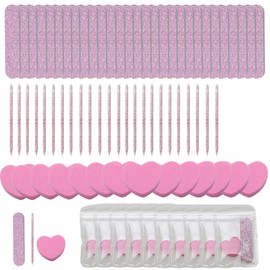AMOYUN 20 Kit Einweg-Maniküre-Set, Einschließlich Buffer für Nägel Nagelpufferblöcke 100/180, Doppelseitige Einweg Mini-Nagelfeilen, Kristallstab für Gelnägel und Acrylnägel