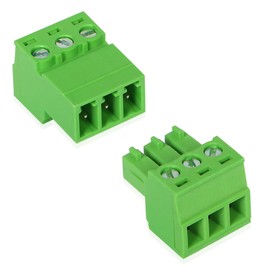 GINTOOYUN 5 Sets 3.81 mm Phoenix Plug 3 Pin, 300 V 15EDGRK 3-Pole 3.81 mm Earth Circle Terminals, 3.81 mm Pitch 3P PCB Screw Terminals (Style 2)