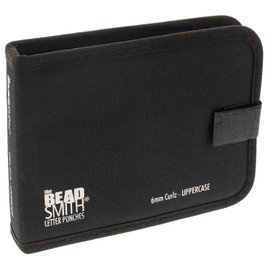 The Beadsmith Steel Alphabet Stamps - Metal Elements - 27-Piece 6mm Uppercase Curlz Font - A-Z Letters Plus “&” Symbol - Storage Case Included - Used for Stamping & Personalizing Soft Metals