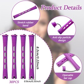 ZORTVUL Pack of 30 Small Perm Rollers, Perm Set Complete, Blue Curlers Small, Curlers Short Hair for Natural Hair, Long (1.9 cm)