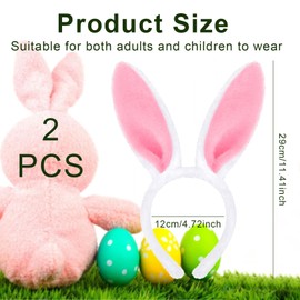 iwiio 2 Pcs Easter Bunny Ears Headbands Rabbit Ear Hairbands Bunny Costume Accessories for Easter Party Masquerade Animal Theme Party