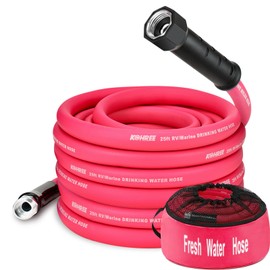 Kohree 25FT RV Water Hose, 5/8'' Premium Drinking Water Hose Leak Free, No Kink and Flexible Garden Hose with Storage Bag, Ideal for RV, Camper, Garden, Truck, Car - Pink