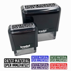 Dated Material Open Immediately Letter Mail Self-Inking Rubber Stamp Ink Stamper for Business Office - 2-3/4 Inch Large - Red Ink