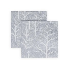 Winter Trees Silver & White Cocktail Napkins - 20 Per Package - 4 Units