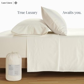 LANE LINEN Full Size Sheets Set - 600 Thread Count Bed Sheets Full Size - 100% Cotton Sheets Set Full Size - Sateen Weave Deep Pocket Full Sheets - Soft Full Bedding Sheets & Pillowcases Set - Ivory