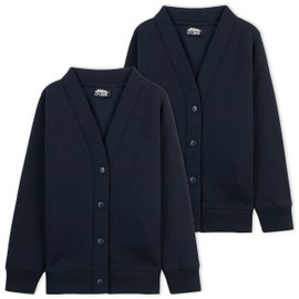 CityComfort Girls Cardigan, Long Sleeve Button Down School Cardigan for Kids (Navy 2 Pack, 5-6 Years)