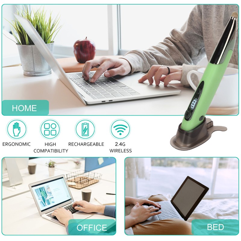 Wireless Pen Mouse Rechargeable Luminous Silent Small Portable Bluetooth 2.4g