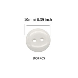1000 Pcs White Buttons, 2 Hole Buttons Round Craft Buttons for Sewing, 10mm