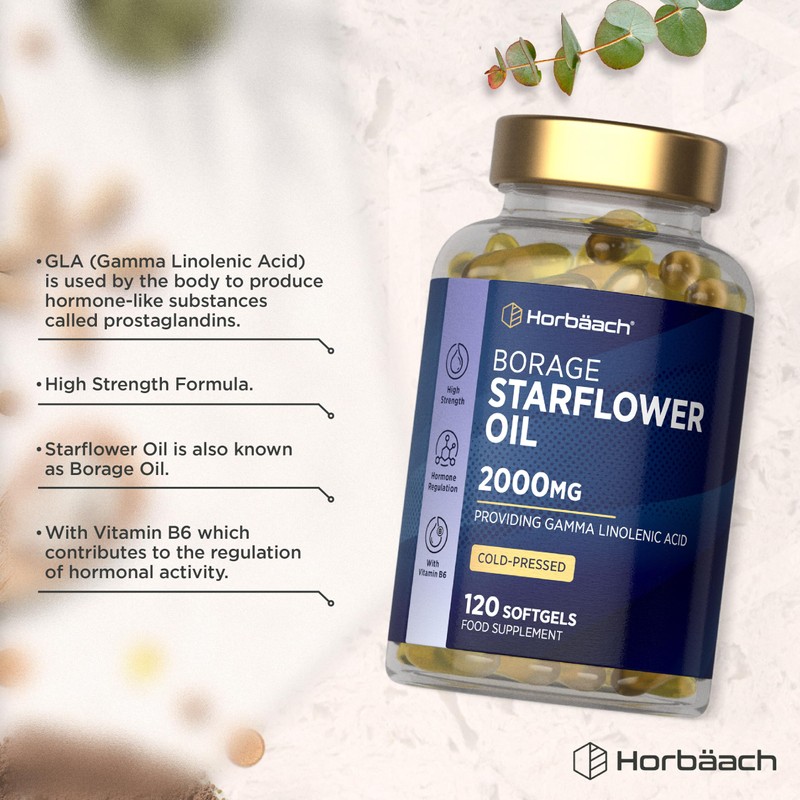 Starflower Oil Capsules 2000mg | High Strength GLA | Cold-Pressed