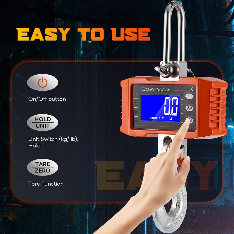 CGOLDENWALL Digital Crane Scale 2200lb Hanging Scale with Switchable kg/lb