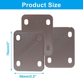 Piutouyar 3 Pack Guitar Neck Shims, Brown Nylon Gasket Neck Shim Protection, 0.25°, 0.5°, 1° Degree Neck Plate Tool for Guitar Bass Repairment