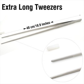 Dxobay 18.9 inch Heavy Duty Extra Long Tweezers for Salt & Fresh Water, Straight 18/8 Stainless Steel Reptile Feeding Tongs for Aquarium & Terrarium, Large Metal Snake Feeding Tweezers