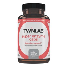 Twinlab Super Enzyme Caps - Constipation Supplement with Digestive Enzymes - 50 Capsules