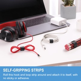 QTBLY 3/4in x 72ft | Hook and Loop Straps Heavy Duty | Double Sided Self-Gripping Strips | Reusable Multi-Purpose Wrap Roll for Home, Office, Data Center, and More