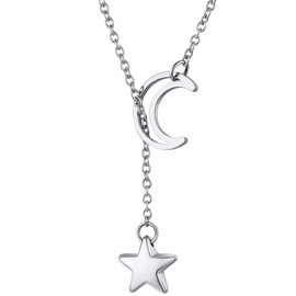FOCALOOK Women's Y-Shaped Necklace, Stainless Steel, Metal Allergy, Lariat, Gold Necklace, Adjustable, Long Chain Necklace, Simple, Lariat, Accessory Gift, Stainless Steel