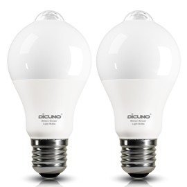 DiCUNO PIR Motion Sensor Light Bulbs Outdoor, 8W (60W Equivalent), Motion Activated Dusk to Dawn Security LED Bulb, for Front Porch, Front Door, 810LM, 5000K Daylight White, 2 Pack