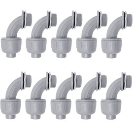 Feotech 3/4 Inch Liquid Tight Connector - 10 Pack PVC Electrical Conduit Fittings 90 Degree Straight Flexible Connectors for Home, Kitchen, and Bathroom Conduit Connector
