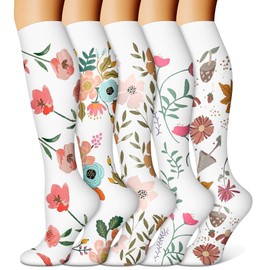 FEYHAY Copper Compression Socks (5 Pairs) 15-20 mmHg Circulation is Best Athletic & Daily for Men & Women, Running, Climbing