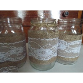8 Burlap Mason Jar Sleeves, DIY Wedding Decorations, Rustic Wedding Decorations