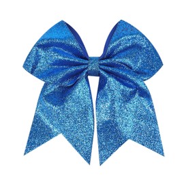 7" Large Glitter Cheer Hair Bows Clip for Girls and woman - Sparkling Royal Blue
