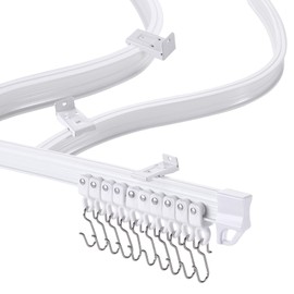 ZSTARR Flexible Bendable Ceiling Wall Mounted Curtain Track 2.5M/8.2FT White Curtain Rail for Room Divider Shower Curtain L/U Shape Bay Windows RV