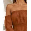 ZESICA Women's 2025 Boho Sexy Off Shoulder Long Sleeve Smocked