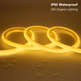 BENLUN 24V 360 Degree LED Neon Light 16.4ft, 3000K Warm White LED Strip Light Outdoor Waterproof, Flexible LED Rope Light for Bedroom Garden Commercial (Power Adapter not Included)