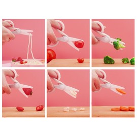 Ceramic Scissors for Baby Food Cutting, Safety Healthy BPA Free Toddler Feeding Shears with Protective Blade Cover and Portable Travel Case-Pink/Grey