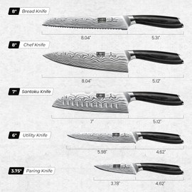 HOSHANHO 5 Pieces Knife Set, Professional Powder Steel Chef Knife Set, Ultra Sharp Japanese Kitchen Knives Set with Ergonomic Pakkawood Handle