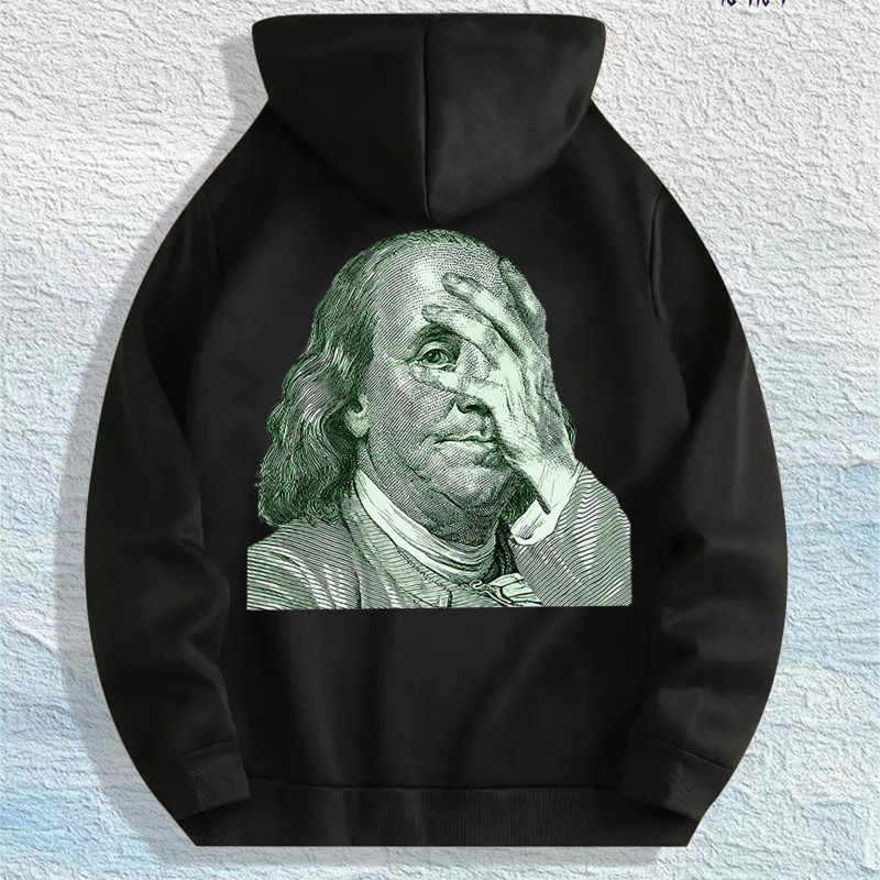 Ben Franklin Money Meme Graphic Hoodie 100% Cotton US Warehouse
