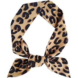 YSSZAM Brown Leopard Neck Tie Chic Skinny Scarf Hairband Stylish Purse Scarf Leopard Accessory Women's Fashion Scarves