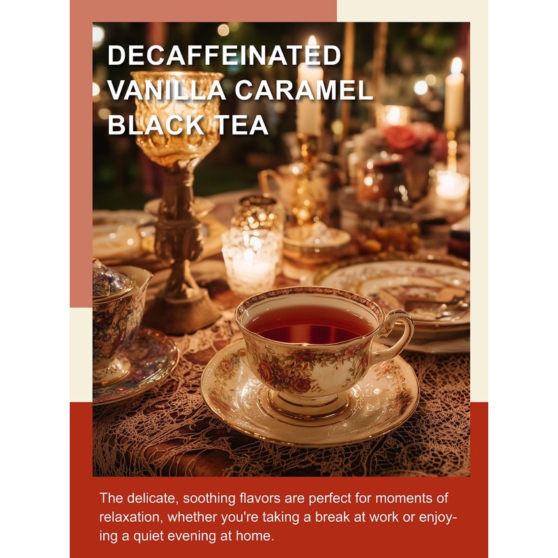 TeeLux Decaf Vanilla Caramel Black Tea Bags, Decaffeinated Black Tea