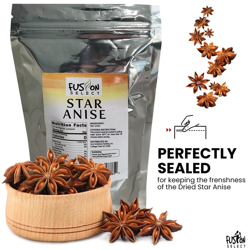 Fusion Select 16 Oz Dried Star Anise - Whole Badian