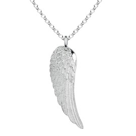 Vinani 2AFL-T Wing Pendant Matte with Pea Chain 925 Sterling Silver, Sterling Silver