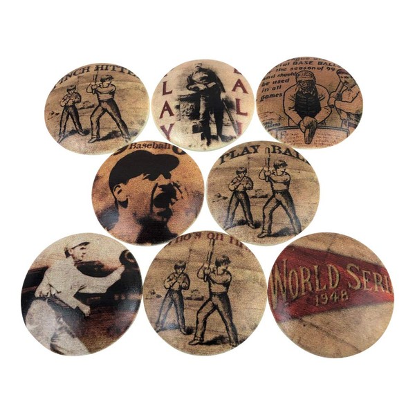 Set of 8 Baseball Wood Cabinet Knobs (Play Ball)