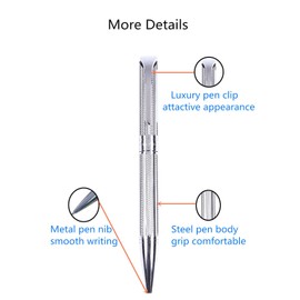 Penneed Ballpoint Pen for Men Women Executive Home Office Use, with Gift box Refillable 1.0mm Black Ink B5(Elegant Silver)