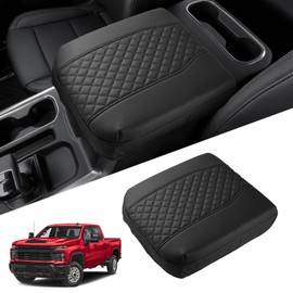 Shademax Center Console Cover for Chevy Silverado/GMC Sierra 1500 2019-2025 2026,Tahoe & Suburban & Yukon 2021-2025 Bucket Seat, Armrest Cover for Silverado Accessories Leather Cushion Pad Protector