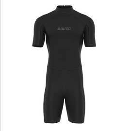 Sikma Men’s Wetsuit 3mm Neoprene Surfing Diving Suit Short Sleeves Back Zip Flexible and Comfortable Perfect for Swimming, Scuba Diving, Snorkeling (All Black, Small)