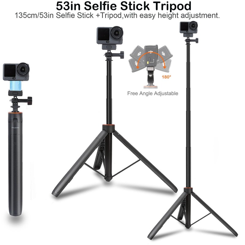 53" Osmo Action 6 Camera Selfie Stick Tripod, Magnetic Quick
