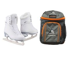 Jackson Ultima Finesse JS181 Figure Ice Skates for Women Bundle with Guardog Skate Guards, Jackson Skate Backpack/Skates Color: Fleece/Width: Medium/Size: Youth 12 (Kid's)