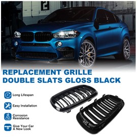 BILLDIO X5 F15 Grille，Gloss Black Kidney Grill Fit 2014-2018 X5 F15 X6 F16 X5M F85 X6M F86 Dual Slat Double Line