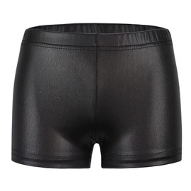 Happy Cherry Little Girls Gymnastic Sports Shorts Kids Lightweight Sparkle Shorts for Ballet Dance Glitter Tumbling Bottoms Black